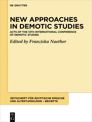 cover image of New Approaches in Demotic Studies